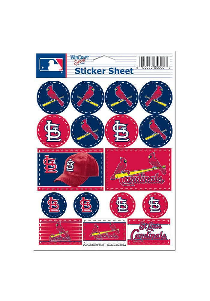 St Louis Cardinals 5x7 Sheet of Stickers - Red
