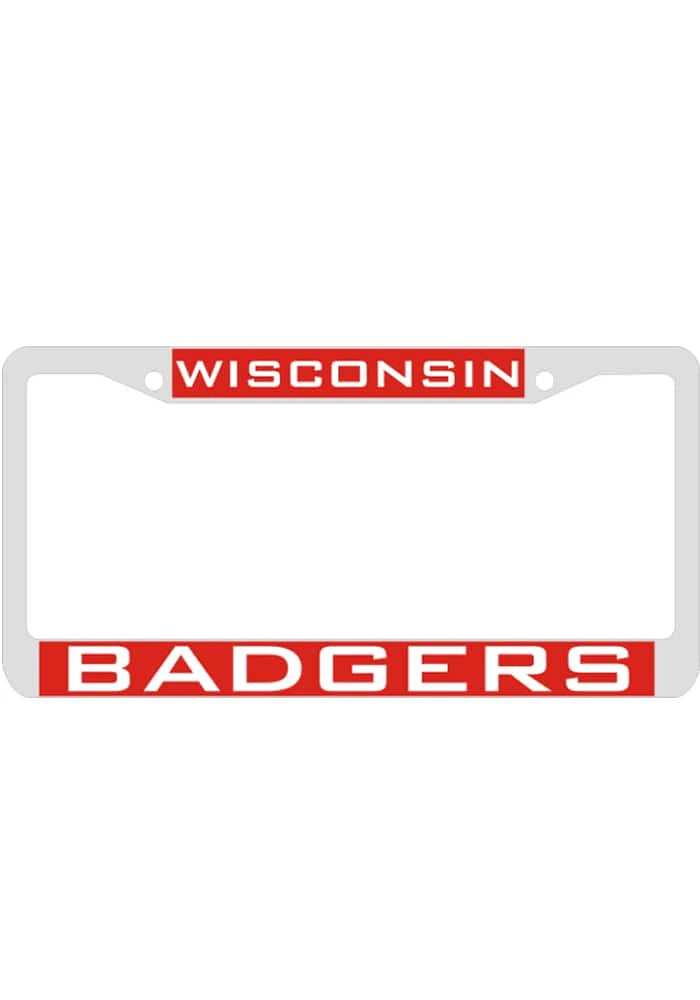 Wisconsin Badgers Team Name Inlaid License Plate Frame - Red