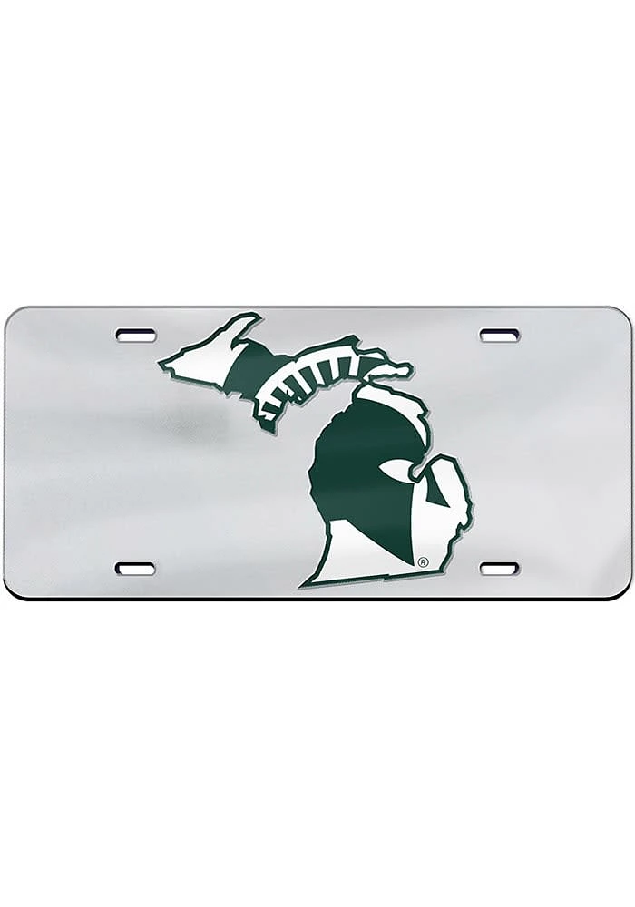Michigan State Spartans Silver Logo in State Car Accessory License Plate