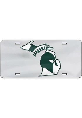 Michigan State Spartans Silver Logo in State Car Accessory License Plate