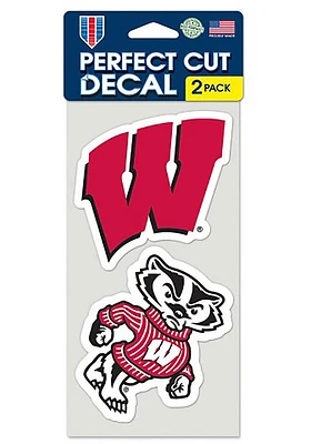 Wisconsin Badgers 2 Pack Perfect Cut Auto Decal - Red