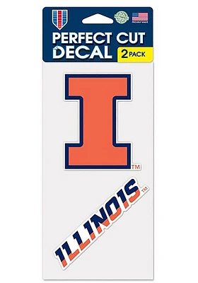 Illinois Fighting Illini 2 Pack Perfect Cut Auto Decal - Orange