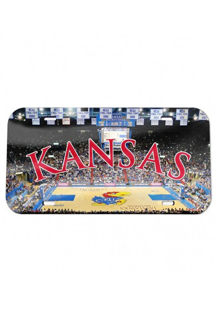 Kansas Jayhawks Red Allen Fieldhouse Crystal Car Accessory License Plate
