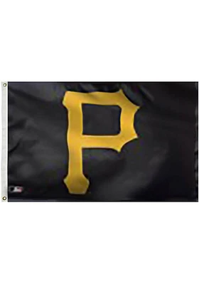 Pittsburgh Pirates Deluxe Grommet Silk Screen Grommet Flag - Black