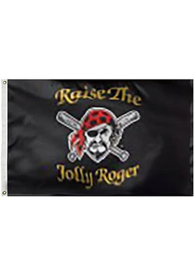 Pittsburgh Pirates Raise the Jolly Rogers Grommets Silk Screen Grommet Flag - Black