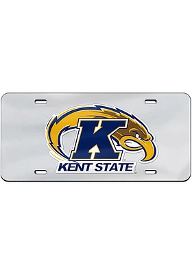 Kent State Golden Flashes Silver Team Logo Inlaid Car Accessory License Plate