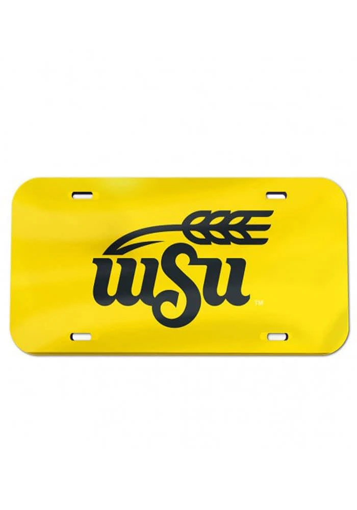 Wichita State Shockers Yellow Team Logo Inlaid Car Accessory License Plate