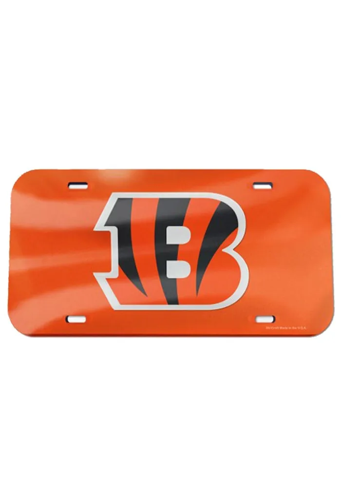 Cincinnati Bengals Team Logo Orange Inlaid Car Accessory License Plate