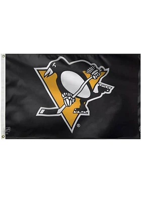 Pittsburgh Penguins Team Logo Grommet Silk Screen Grommet Flag - Black