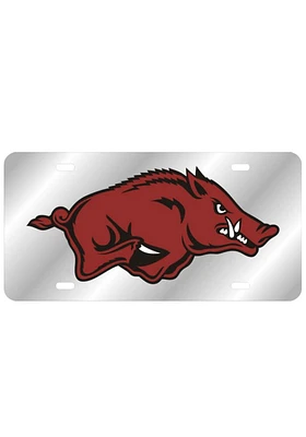 Arkansas Razorbacks Silver Team Logo Silver Car Accessory License Plate