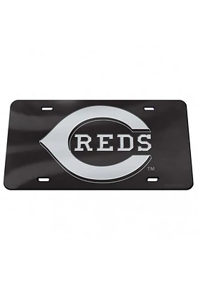 Cincinnati Reds Black Crystal Mirror Car Accessory License Plate