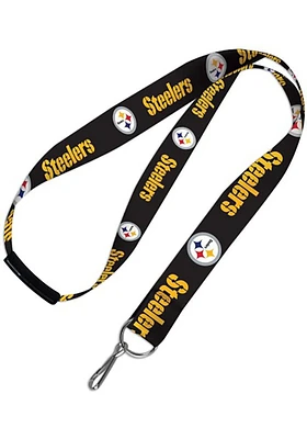 Pittsburgh Steelers 1 Inch Breakaway Lanyard - Black