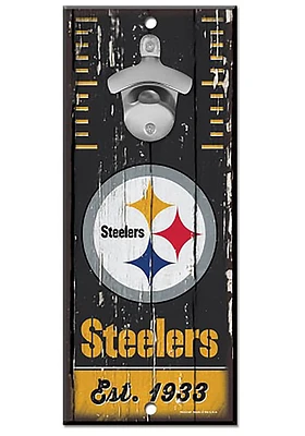 Pittsburgh Steelers 5x11 Bottle Opener Sign - Black