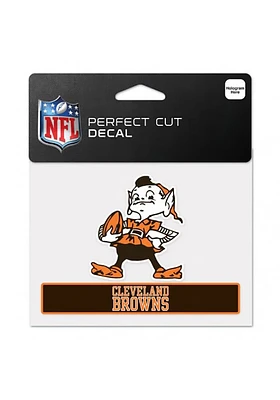 Brownie  Cleveland Browns 4x5 Logo With Wordmark Auto Decal - Orange