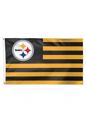 Pittsburgh Steelers 3x5 Americana Silk Screen Grommet Flag - Black
