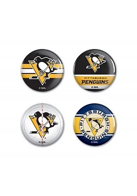Pittsburgh Penguins 4 Pack Button - Black