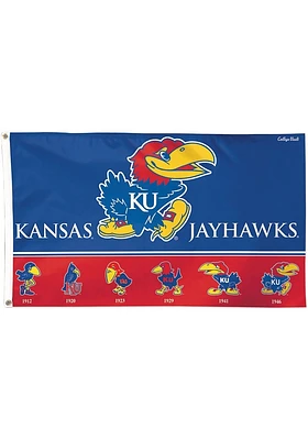 Kansas Jayhawks 3x5 Deluxe Design Silk Screen Grommet Flag - Blue