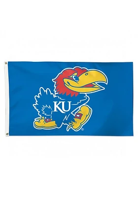 Kansas Jayhawks 3x5 Deluxe Graphic Silk Screen Grommet Flag - Blue