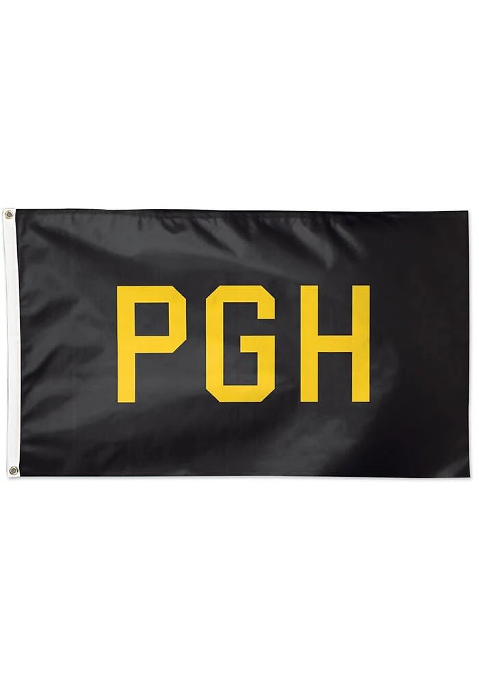 Pittsburgh PGH Silk Screen Grommet Flag - Black