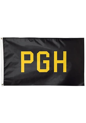 Pittsburgh PGH Silk Screen Grommet Flag - Black