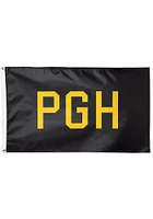 Pittsburgh PGH Silk Screen Grommet Flag - Black