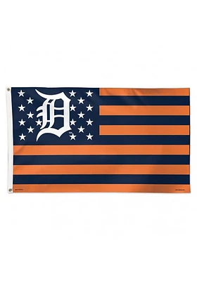 Detroit Tigers Stars and Stripes Silk Screen Grommet Flag - Navy Blue