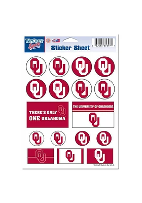 Oklahoma Sooners 5x7 Sheet of Stickers - Crimson