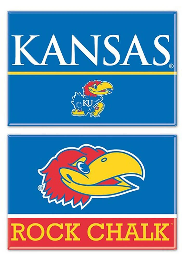 Kansas Jayhawks 2 Pack Rectangle Magnet