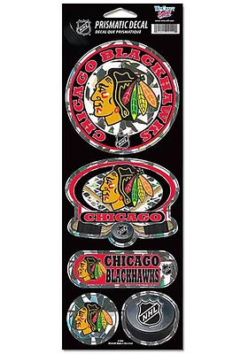 Chicago Blackhawks 4x11 Prismatic Stickers - Black