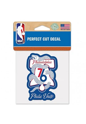Philadelphia 76ers Unite 4x4 inch Auto Decal - Blue
