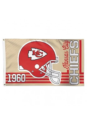 Kansas City Chiefs 3x5 ft Retro Silk Screen Grommet Flag - White