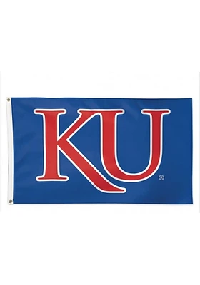 Kansas Jayhawks Deluxe 3 X 5 Silk Screen Grommet Flag - Blue