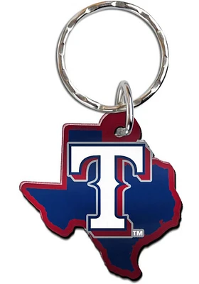 Texas Rangers Metallic State Shape Keychain - Blue