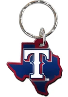 Texas Rangers Metallic State Shape Keychain - Blue