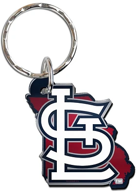 St Louis Cardinals Metallic State Shape Keychain - Red