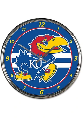 Kansas Jayhawks Chrome Striped Wall Clock