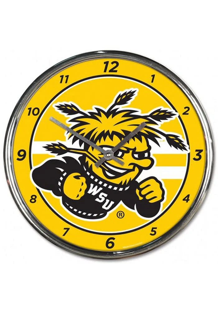 Wichita State Shockers Chrome Striped Wall Clock