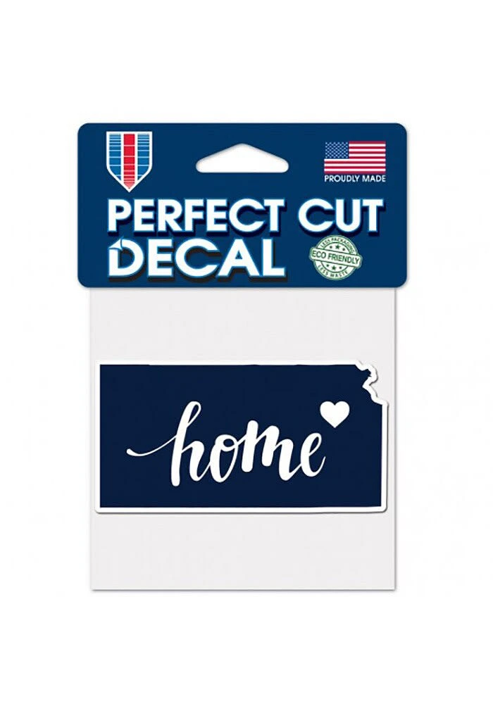 Kansas 4x5 inch State Shape Auto Decal - Blue