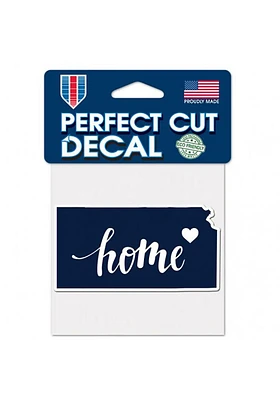 Kansas 4x5 inch State Shape Auto Decal - Blue