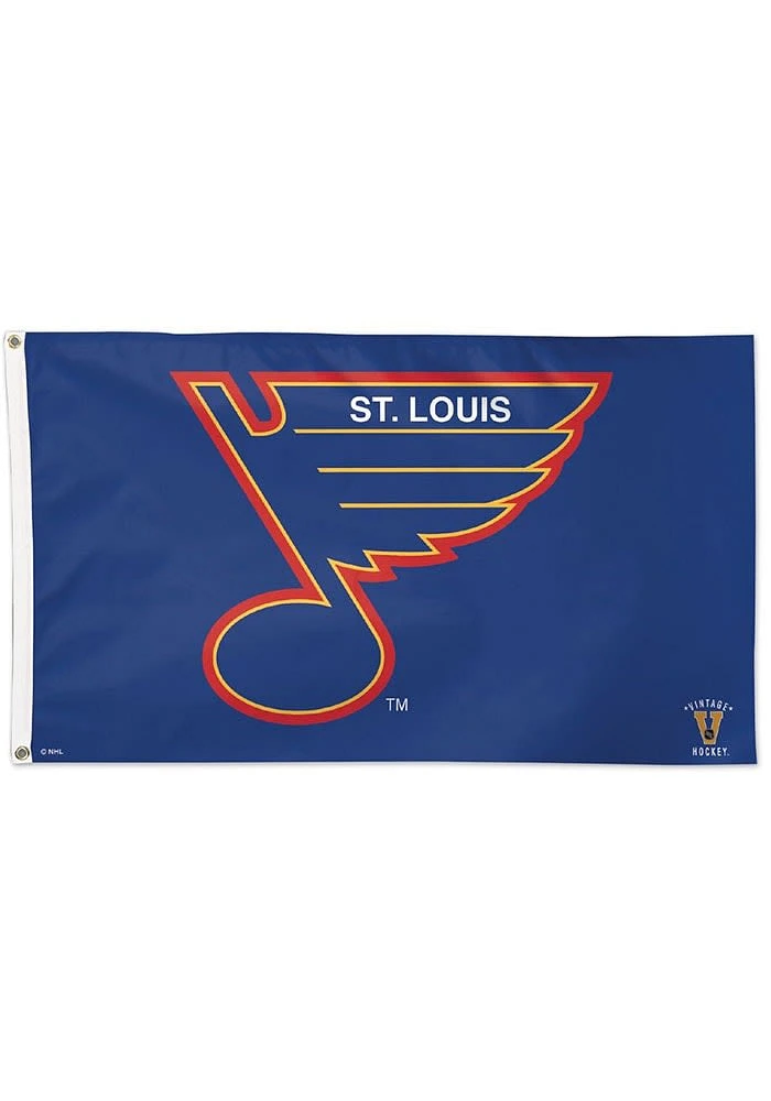St Louis Blues Retro 3x5 ft Deluxe Silk Screen Grommet Flag - Blue