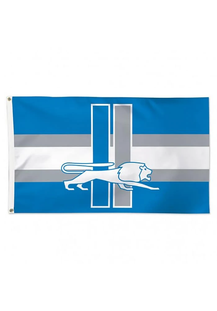 Detroit Lions 3x5 ft Retro Logo Silk Screen Grommet Flag - Blue
