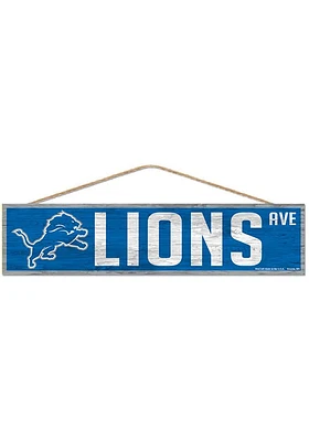 Detroit Lions 4x17 inch Wood Ave Sign - Blue