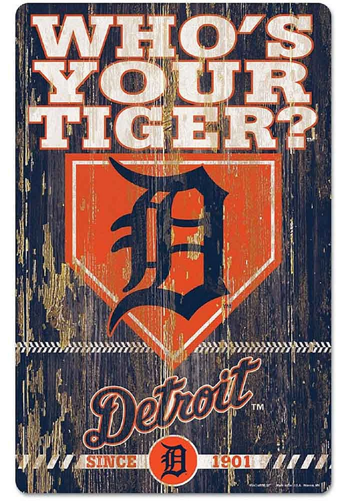 Detroit Tigers Team Established 11X17 Wood Sign - Navy Blue