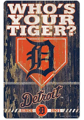 Detroit Tigers Team Established 11X17 Wood Sign - Navy Blue