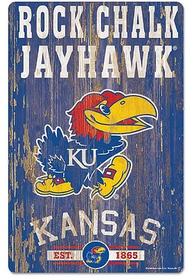 Kansas Jayhawks Team Established 11X17 Wood Sign - Blue
