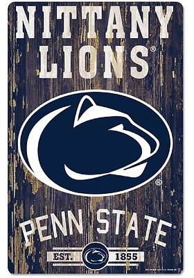 Penn State Nittany Lions Team Established 11X17 Wood Sign - Navy Blue