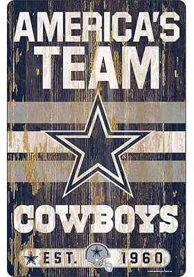 Dallas Cowboys Team Established 11X17 Wood Sign - Navy Blue