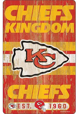 Kansas City Chiefs Team Established 11X17 Wood Sign - Red
