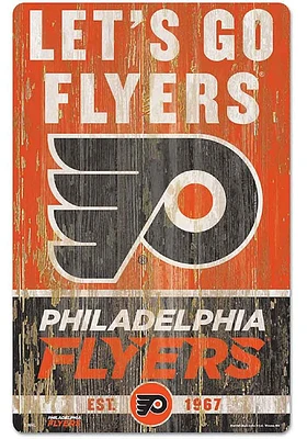 Philadelphia Flyers Team Established 11X17 Wood Sign - Orange
