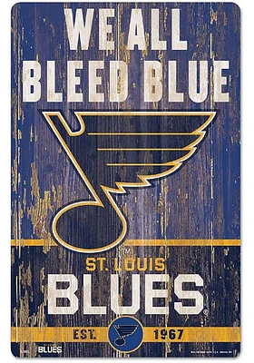St Louis Blues Team Established 11X17 Wood Sign - Blue